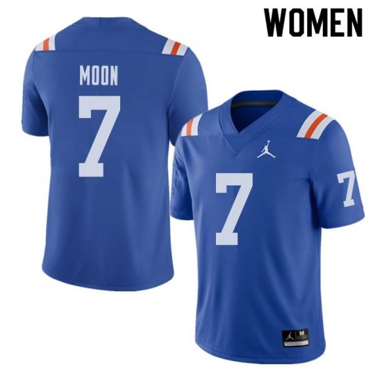 Women's Florida Gators #7 Jeremiah Moon NCAA Jordan Brand Royal Throwback Alternate Authentic Stitched College Football Jersey TFD2762GD